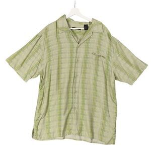 DIRECTION MICHAEL BRANDON Silk Button Top Mens Size XXL Green Plaid Machine Wash